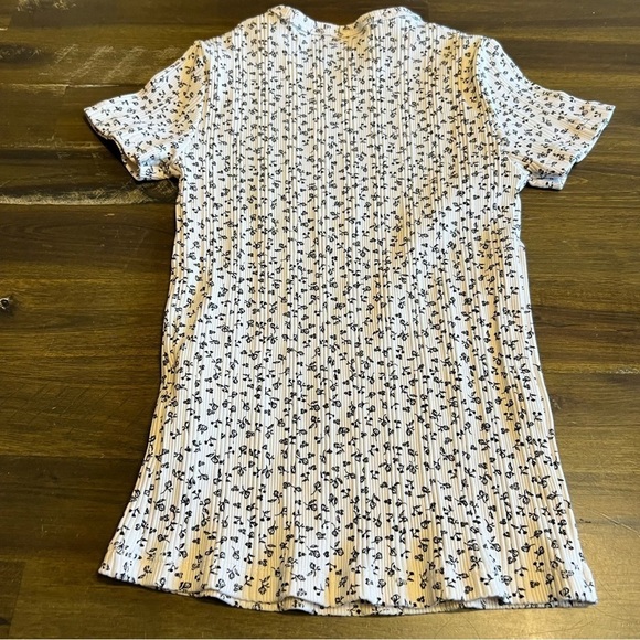 Zara Girl's Tee T-Shirt Ribbed Floral Cream Stretchy 8 - Picture 4 of 4